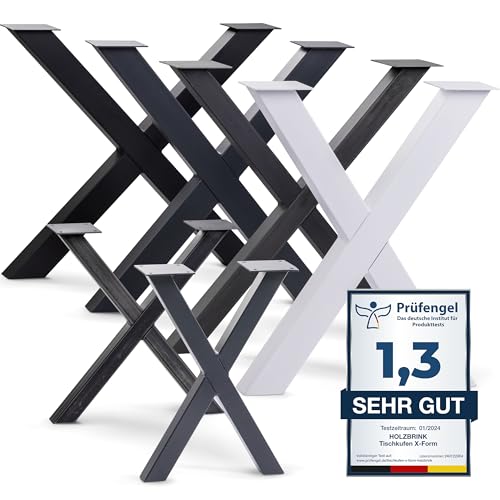 HOLZBRINK Tischbeine Metall Grau X-form | Design Tischkufen/Tischgestell für Couchtisch, Esstisch, Schreibtisch, Sitzbank | 1 Stück Möbelfüße 30x43 cm von HOLZBRINK