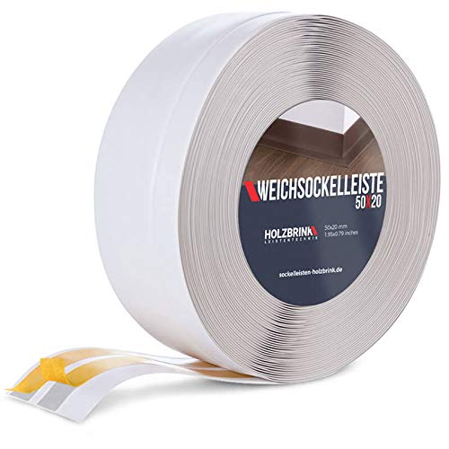 HOLZBRINK Weichsockelleiste selbstklebend PVC 50x20mm, 25 m | Winkelleiste für Küchenarbeitsplatte, Bodenbelag | Eckleiste selbstklebend | Farbe: Aschgrau HOLZBRINK Weichsockelleiste selbstklebend PVC 50x20mm, 25 m | Winkelleiste für Küchenarbeitsplatte, Bodenbelag | Eckleiste selbstklebend | Farbe: Aschgrau von HOLZBRINK