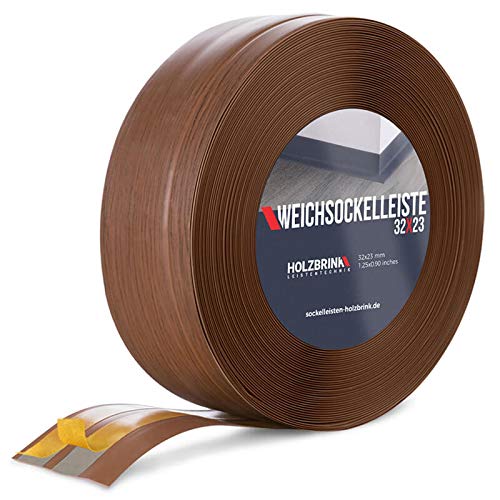 HOLZBRINK Weichsockelleiste selbstklebend EICHE DUNKEL Knickleiste, 32x23mm, 10 Meter von HOLZBRINK