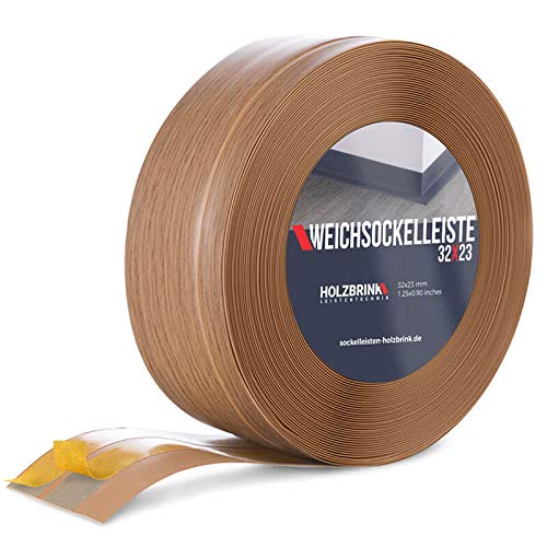 HOLZBRINK Weichsockelleiste selbstklebend EICHE HELL Knickleiste, 32x23mm, 15 Meter von HOLZBRINK