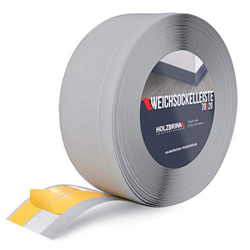 HOLZBRINK Weichsockelleiste selbstklebend PVC 70x20mm, 15 m | Winkelleiste selbstklebend für Kantenschutz | Sockelleiste Ecken PVC | Farbe: Grau HOLZBRINK Weichsockelleiste selbstklebend PVC 70x20mm, 15 m | Winkelleiste selbstklebend für Kantenschutz | Sockelleiste Ecken PVC | Farbe: Grau von HOLZBRINK