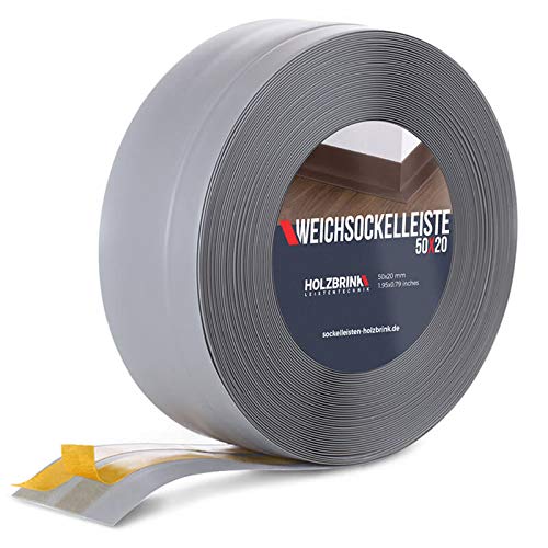 HOLZBRINK Weichsockelleiste selbstklebend HELLGRAU Knickleiste, 50x20mm, 10 Meter von HOLZBRINK