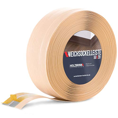 HOLZBRINK Weichsockelleiste selbstklebend KIEFER Knickleiste, 50x20mm, 20 Meter von HOLZBRINK