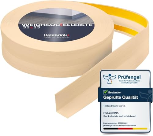 HOLZBRINK Weichsockelleiste selbstklebend PVC 32x23mm, 1 m | Küchenleiste Arbeitsplatte | Abschlussleiste selbstklebend für Badezimmer | Farbe: Kiefer von HOLZBRINK