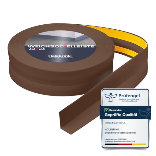 HOLZBRINK Weichsockelleiste selbstklebend PVC 32x23mm, 1 m | Küchenleiste Arbeitsplatte | Abschlussleiste selbstklebend für Badezimmer | Farbe: Schokolade HOLZBRINK Weichsockelleiste selbstklebend PVC 32x23mm, 1 m | Küchenleiste Arbeitsplatte | Abschlussleiste selbstklebend für Badezimmer | Farbe: Schokolade von HOLZBRINK