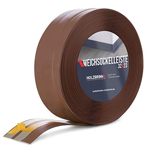 HOLZBRINK Weichsockelleiste selbstklebend SCHOKOLADE Knickleiste, 32x23mm, 25 Meter von HOLZBRINK