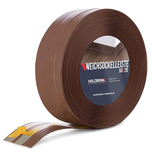 HOLZBRINK Weichsockelleiste selbstklebend SCHOKOLADE Knickleiste, 50x20mm, 10 Meter von HOLZBRINK