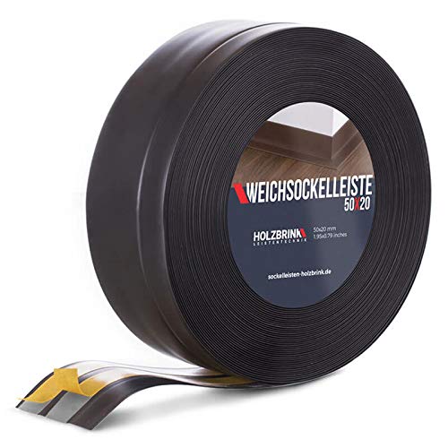 HOLZBRINK Weichsockelleiste selbstklebend SCHWARZ Knickleiste, 50x20mm, 10 Meter von HOLZBRINK