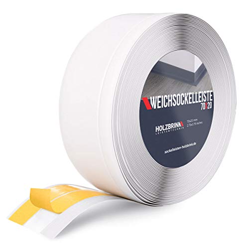 HOLZBRINK Weichsockelleiste selbstklebend Weiß Knickleiste, Material: PVC, 70x20mm, 10 Meter von HOLZBRINK