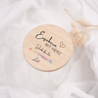 Vorratsglas I Geschenkidee Für Erzieher Und Erzieherin Holzdeckel Eiche Glas Abschied Kita Kindergarten Schule von HOLZKINO