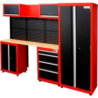 HOLZMANN-MASCHINEN Profi Werkbank »WESS13«, inkl. Schrank und Lochplatte, rot/schwarz - schwarz | rot von HOLZMANN-MASCHINEN