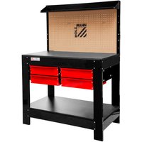 HOLZMANN-MASCHINEN Werkbank »WT37«, BxHxT: 112 x 158 x 61 cm, 4 Schubladen, schwarz/rot - schwarz | rot von HOLZMANN-MASCHINEN