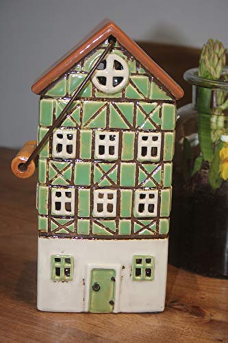 Keramiklaterne mit Henkel Haus Schwarzwaldblick, H 25 cm, Laterne Haus von Holzwurm