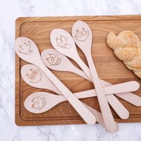 Jowe 6Er Kochlöffel Set Aus Holz - Küchenhelfer Buche Mit Gravur von HOLZundHANDWERKshop