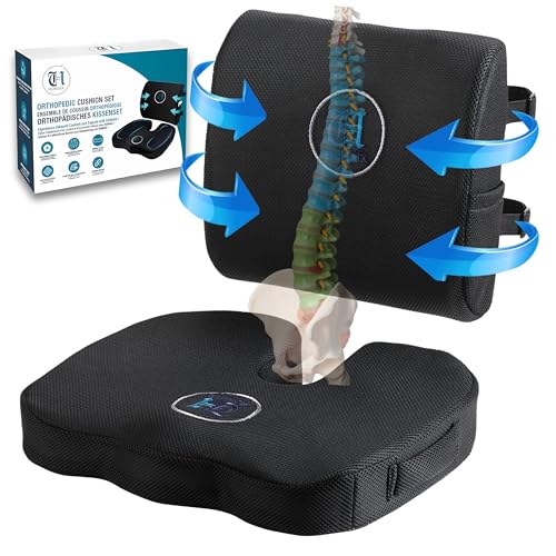 HOMAIX Ergonomisches Sitzkissen Stuhlkissen Keilkissen mit Lendenwirbelstütze, ergonomischer Komfort, für Auto, Büro, Rückenstütze und Schmerzlinderung, abnehmbarer und waschbarer Bezug, atmungsaktiv von HOMAIX