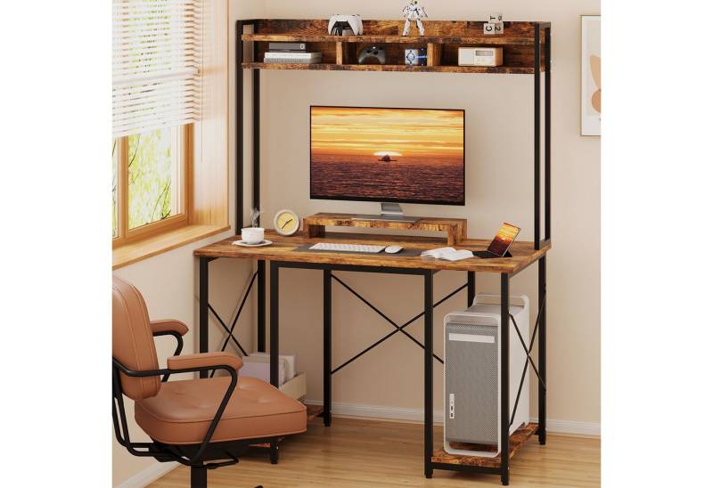 HOMALL Computertisch Schreibtisch mit Unterschrank, LED, Monitorständer Gamingtisch,DIY von HOMALL