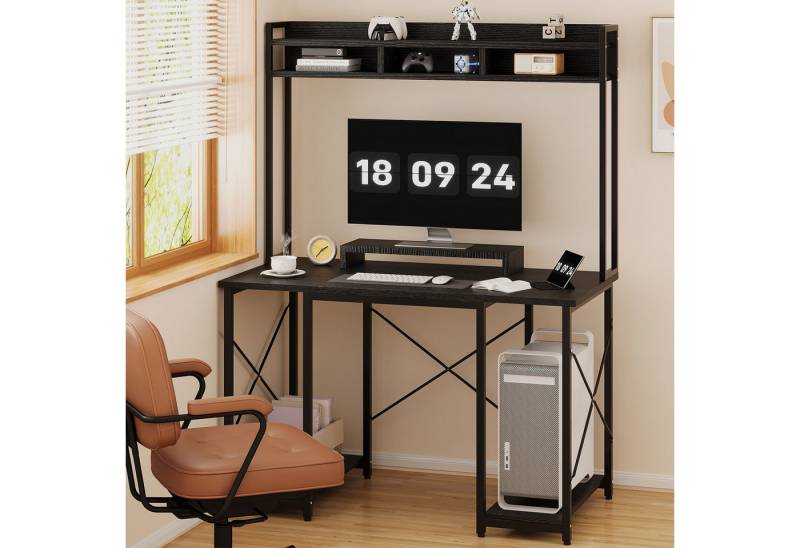 HOMALL Computertisch Schreibtisch mit Unterschrank, LED, Monitorständer Gamingtisch,DIY von HOMALL