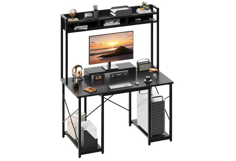 HOMALL Computertisch Schreibtisch mit Unterschrank, LEDs, Monitorständer Gamingtisch von HOMALL