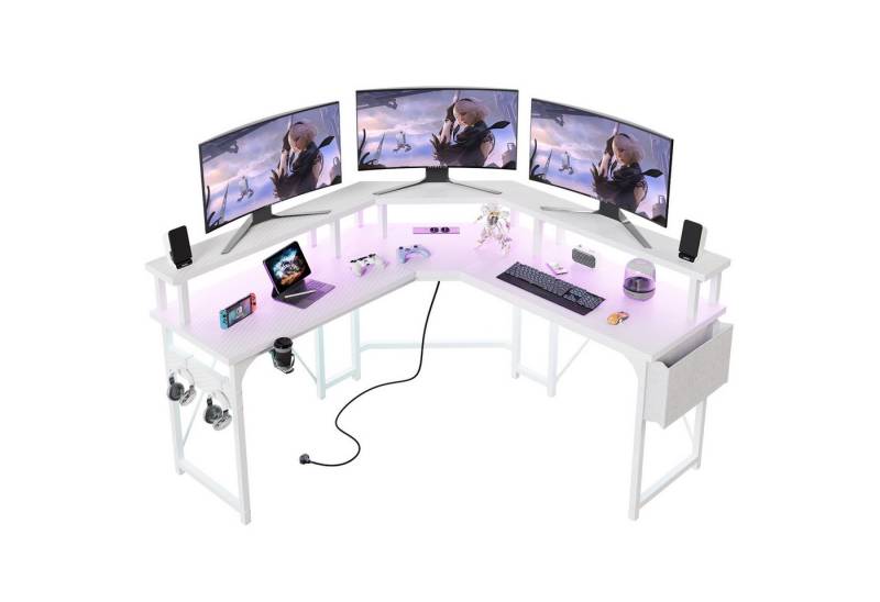 HOMALL Eckschreibtisch Gamingtisch Computertisch L-förm Eckschreibtisch mit Monitor-Ständer von HOMALL