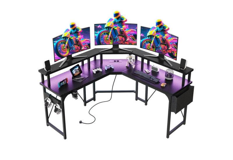 HOMALL Eckschreibtisch Gamingtisch Computertisch L-förm Eckschreibtisch mit Monitor-Ständer von HOMALL