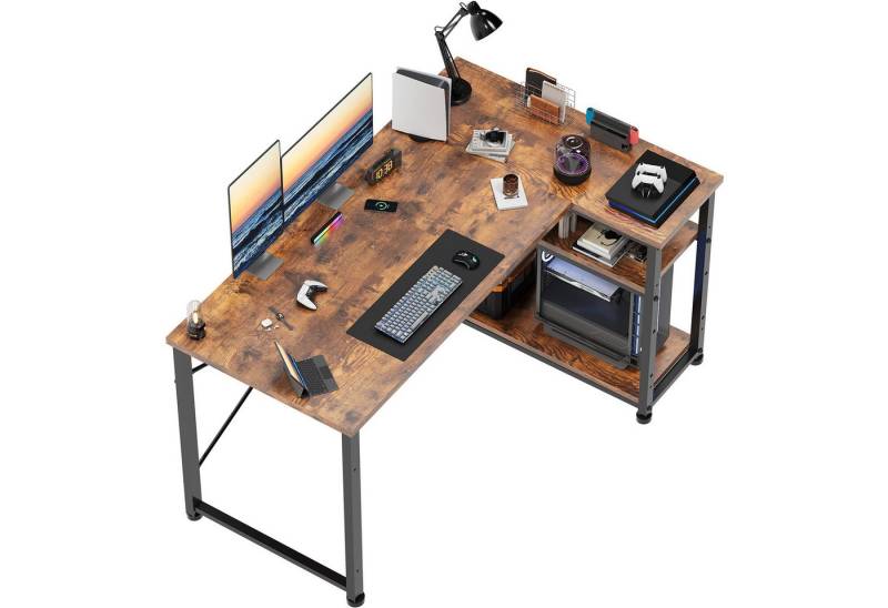HOMALL Eckschreibtisch 100/120L Form mit Ablagefächern, 2 Tier DIY Lagerregalen Computertisch, Schreibtisch,PC Tisch,Heimbüro von HOMALL