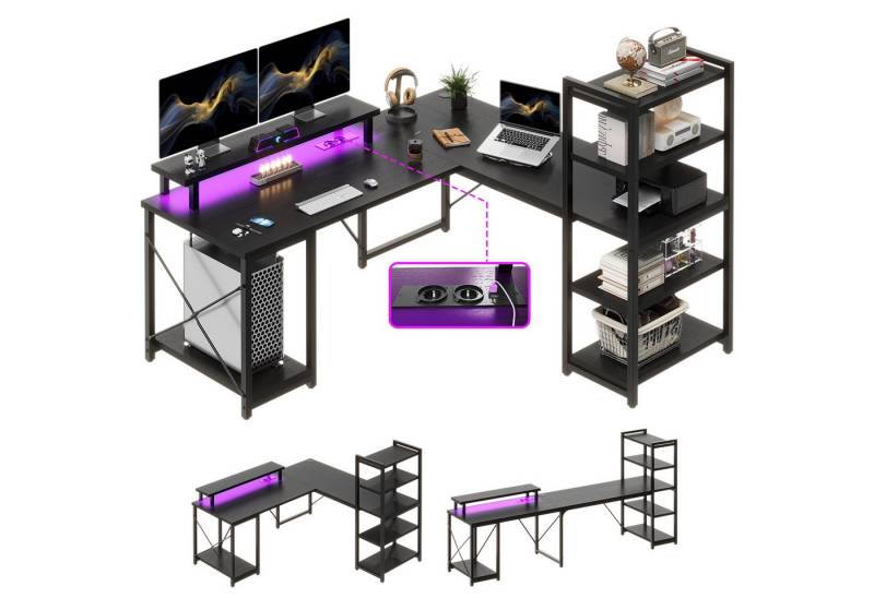 HOMALL Eckschreibtisch L-förmiger Computertisch mit mehrstöckiger Ablage Spieltisch 140 cm HOMALL Eckschreibtisch L-förmiger Computertisch mit mehrstöckiger Ablage Spieltisch 140 cm von HOMALL