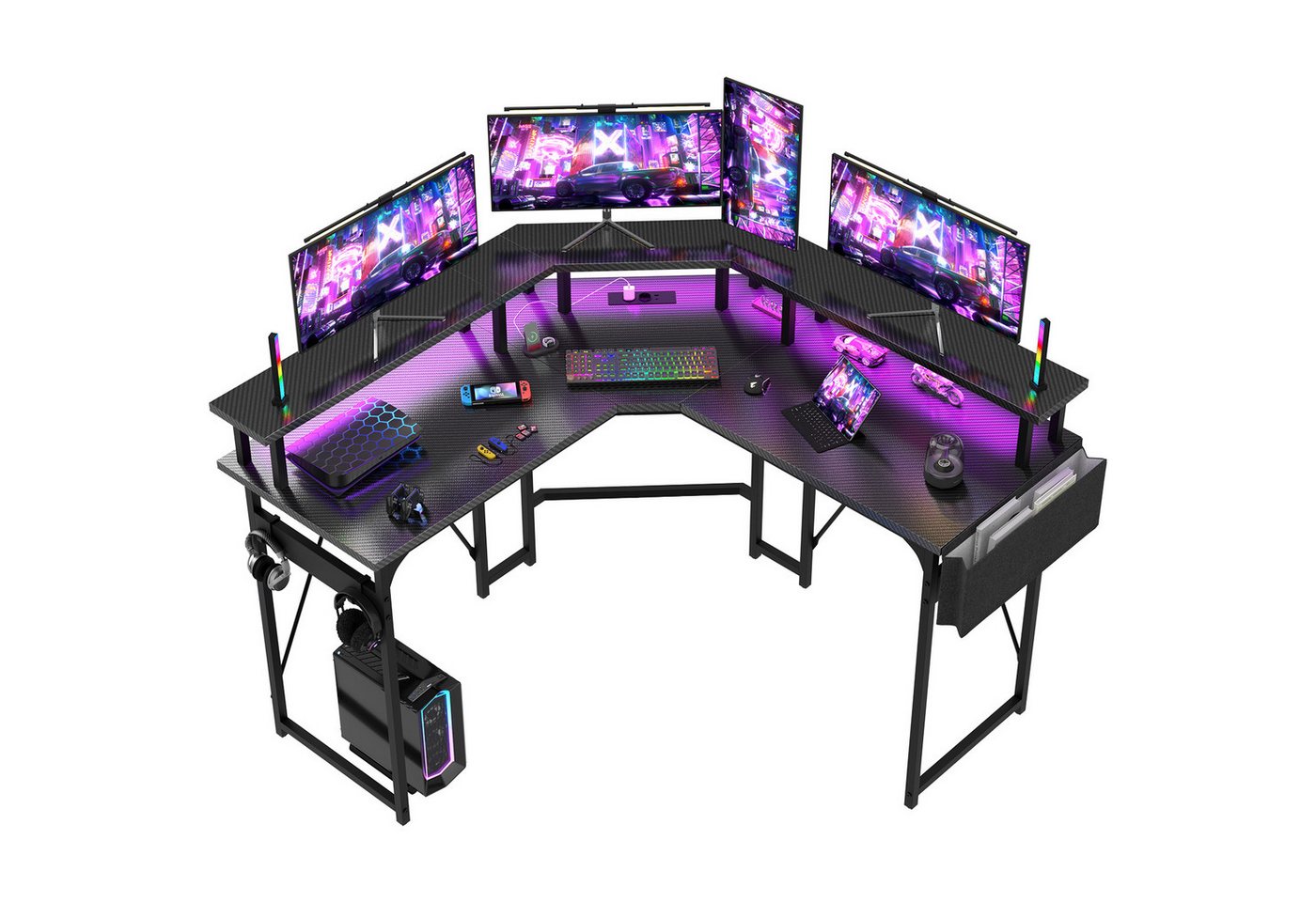 HOMALL Eckschreibtisch Schreibtisch Computertisch L-förm Eckschreibtisch mit Monitor-Ständer von HOMALL