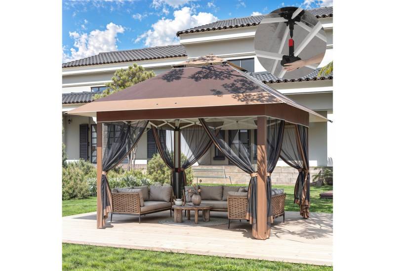 HOMALL Pavillon Gartenpavillon, faltbarer Pop-up-Pavillon mit Moskitonetz, Gartenzelt, mit 4 Seitenteilen, (Wasserdicht und UV-Schutz 50+, Tragetasche mit Rollen, höhenverstellbar) von HOMALL
