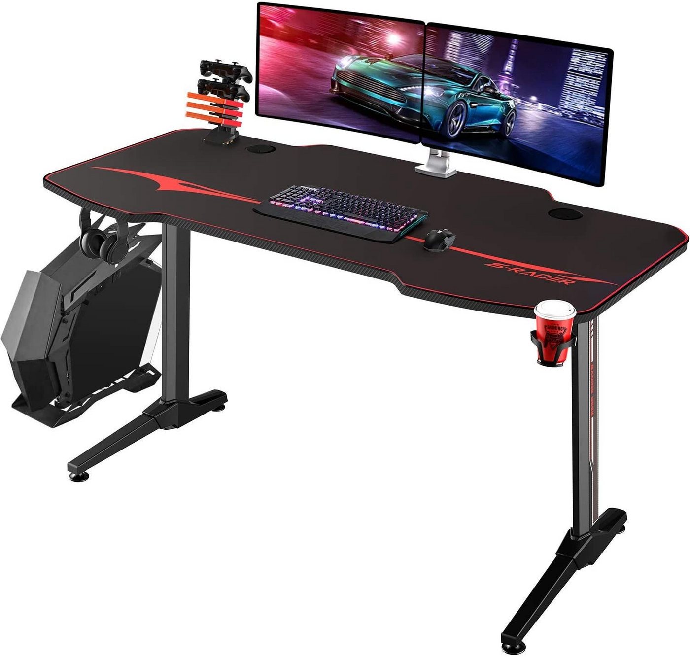 HOMALL Gamingtisch 140 cm Computer Schreibtisch Gamer Tisch von HOMALL