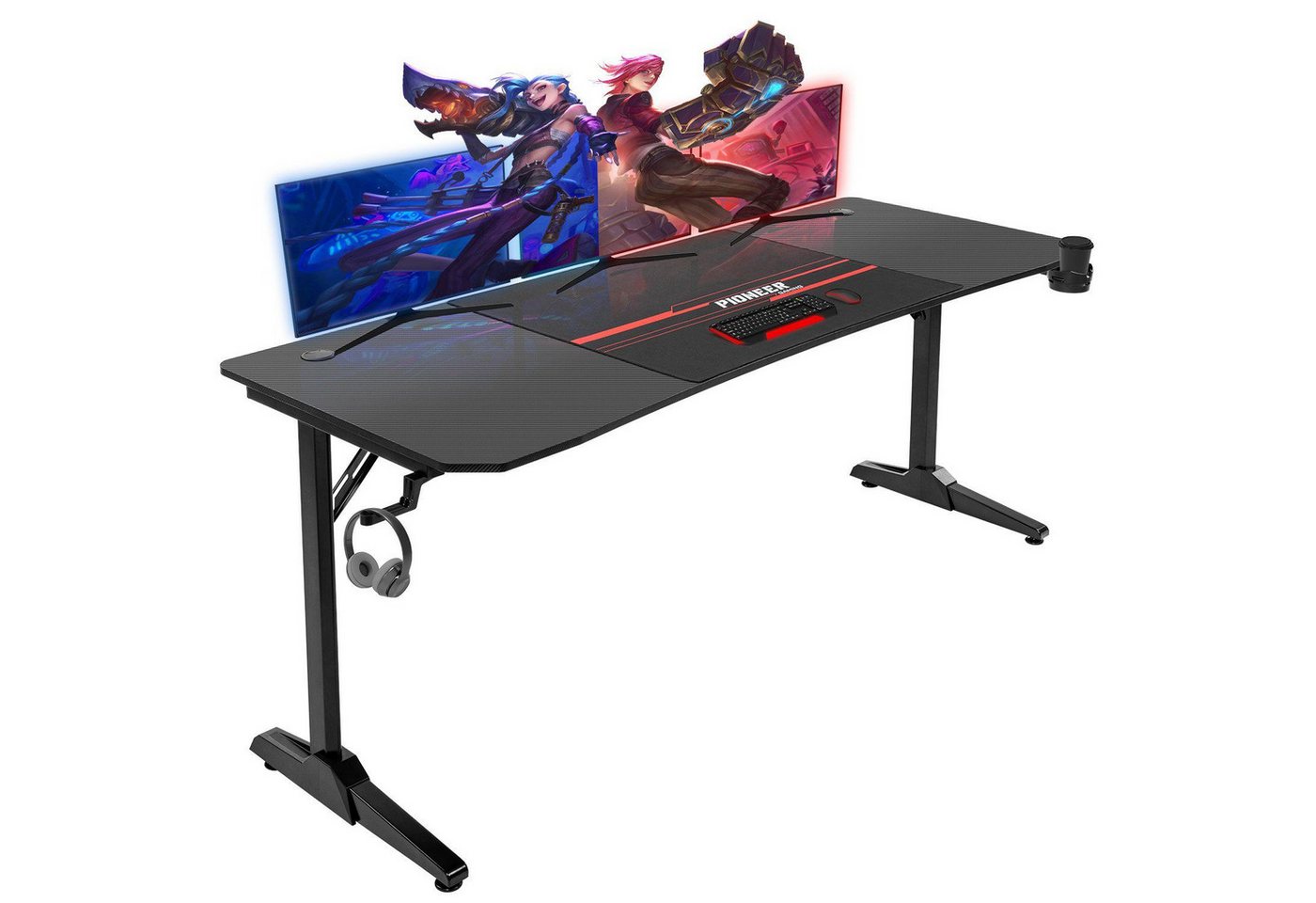 HOMALL Gamingtisch 160cm Gamingtisch Computertisch 1/2 Mauspad von HOMALL