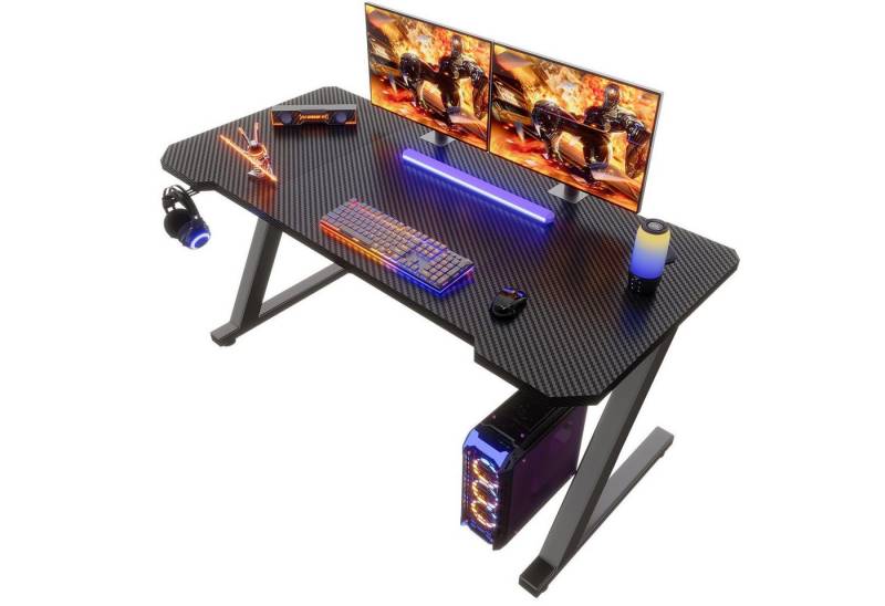 HOMALL Gamingtisch Gaming Tisch Computertisch Schreibtisch 120 x 60 cm, Z-Frame (Gamer Tisch,Schreibtisch,Ergonomischer PC-Schreibtisch mit Kopfhörerhaken,PC Tisch,1-St) HOMALL Gamingtisch Gaming Tisch Computertisch Schreibtisch 120 x 60 cm, Z-Frame (Gamer Tisch,Schreibtisch,Ergonomischer PC-Schreibtisch mit Kopfhörerhaken,PC Tisch,1-St) von HOMALL