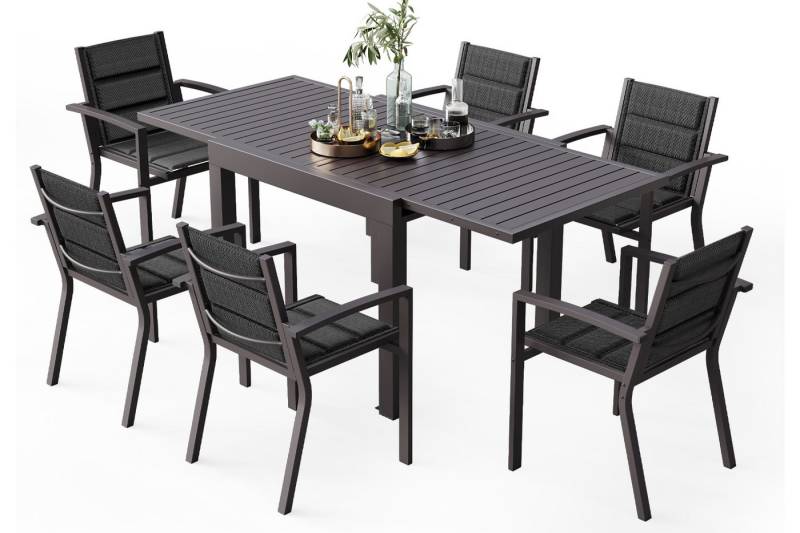 HOMALL Gartentisch Gartentisch Aluminium Ausziehtisch 80/160 130/260cm Esszimmerstühle (Verdicktes Aluminium, wasserdicht und rostfrei Multi-Größe Multi-Farbe Verschiedene Verpackungen erhältlich) von HOMALL