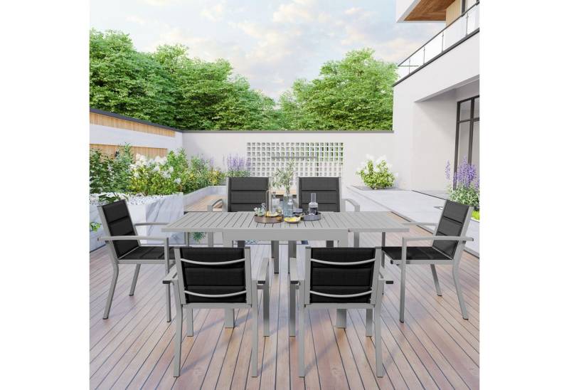 HOMALL Gartentisch Gartentisch Aluminium Ausziehtisch 81.5/163 cm Esszimmerstühle (Dickes Aluminium, wasserdicht und rostfrei Esszimmerstühle sind erhältlich Dieser Artikel enthält keine Esszimmerstühle) von HOMALL