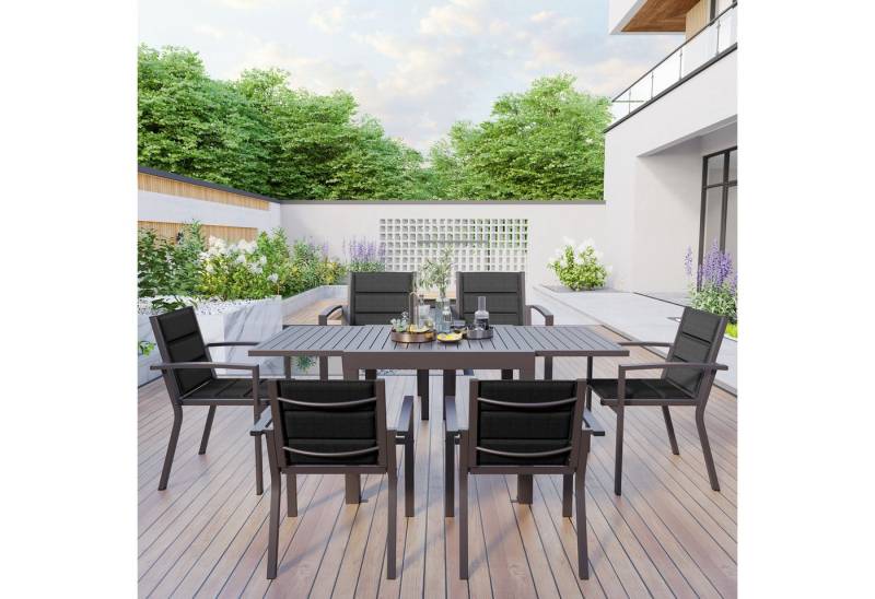 HOMALL Gartentisch Gartentisch Aluminium Ausziehtisch 81.5/163 cm Esszimmerstühle (Dickes Aluminium, wasserdicht und rostfrei Esszimmerstühle sind erhältlich Dieser Artikel enthält keine Esszimmerstühle) von HOMALL