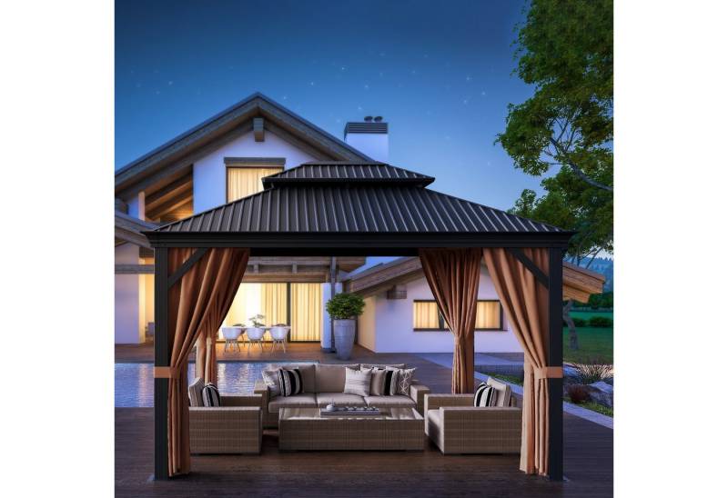 HOMALL Pavillon 3,65 x 4,85 Wasserdichte Stabilisierung Gartenpavillon mit Doppeldach von HOMALL