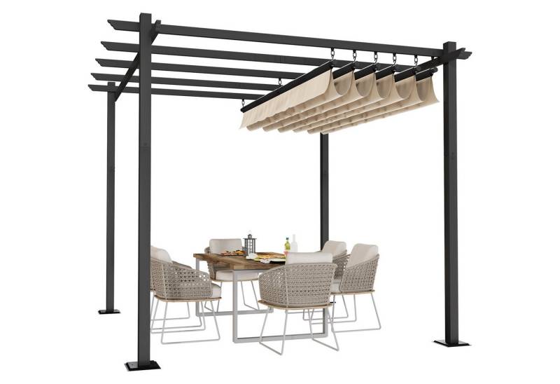 HOMALL Pavillon Gazebo 3x3/3x4m Gartenpavillon Pergola mit Aluminiumrahmen, (300x300 cm oder 400x300 cm, 180g PA-beschichtet UV-Schutz, Terrassendach, für Gärten, Terrassen) von HOMALL