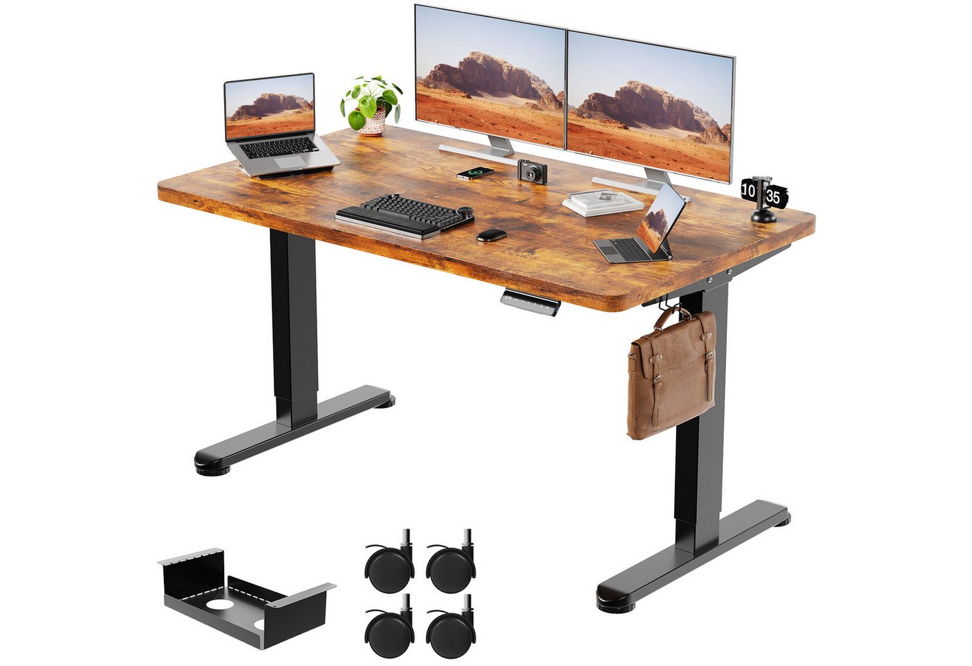 HOMALL Schreibtisch Dicke einteilige Tischplatte mit motorischer Höhenverstellung (Tischplattenstärke von 25 mm, frei einstellbare Höhe, mit USB-Ladeanschluss) von HOMALL