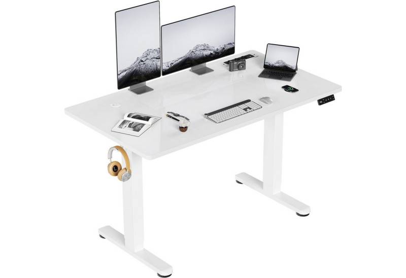 HOMALL Schreibtisch Höhenverstellbar mit 3-Buchsen und 2-USB-Ports mit kabellosem Laden (Verbreiterter Desktop 140*70cm 160/180*80cm, mit Kabelaufbewahrungsbox) von HOMALL