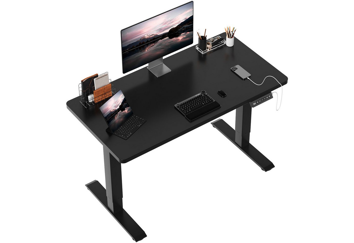 HOMALL Schreibtisch Höhenverstellbarer Schreibtisch mit 2-stufiger Memory-Steuerung (Einteilige Vollplatte mit einer Tragkraft von 80 kg, USB-Ladeanschluss und Weckfunktion) von HOMALL