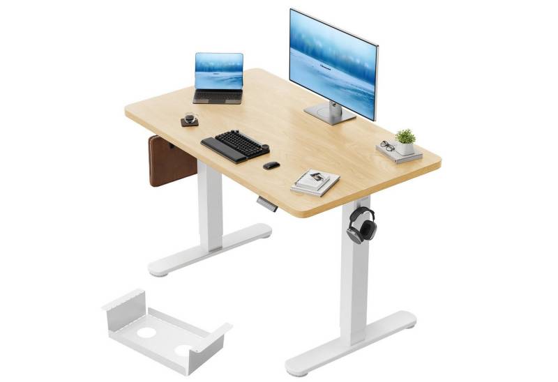 HOMALL Schreibtisch Höhenverstellbarer Schreibtisch mit 4-stufiger Höhenspeicherfunktion (Ultradicke, 25 mm dicke, nahtlose, einteilige Tischplatte mit USB-Ladeanschluss) von HOMALL