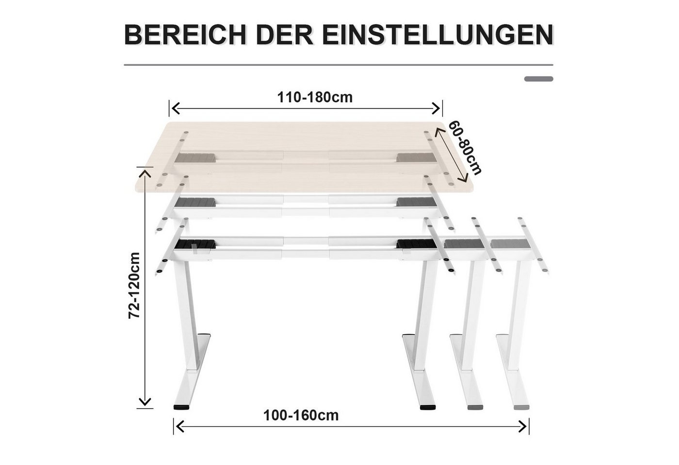 HOMALL Schreibtisch Höhenverstellbarer Tisch Gestell Elektrisch Schreibtisch mit 2 Motoren von HOMALL