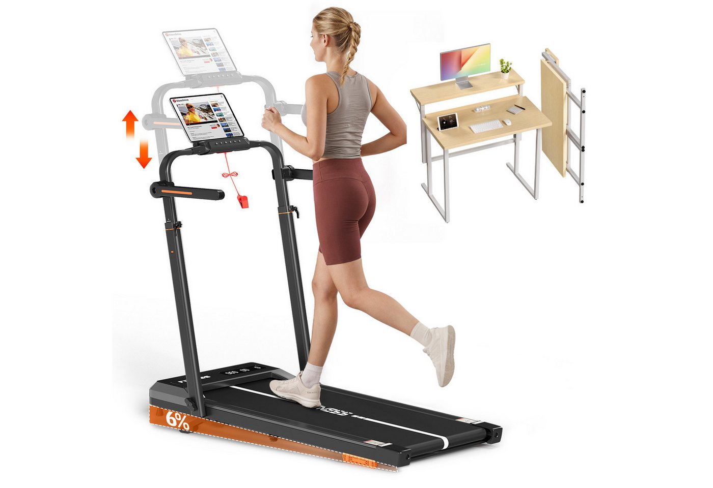 HOMALL Schreibtisch Klappbarer Schreibtisch mit Monitorhalterung Gaming-Schreibtisch (80 cm breiter mehrstufiger Notebook-Schreibtisch, bequem zusammenklappbar) von HOMALL