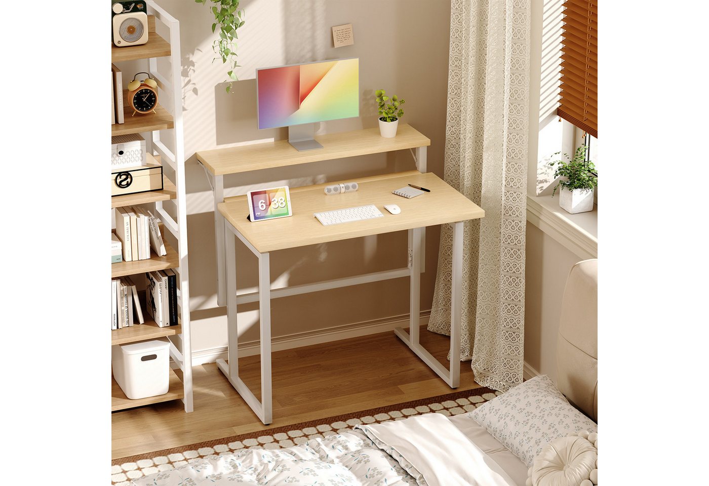 HOMALL Schreibtisch Klappbarer Schreibtisch mit Monitorhalterung Gaming-Schreibtisch (80 cm breiter mehrstufiger Notebook-Schreibtisch, bequem zusammenklappbar) von HOMALL