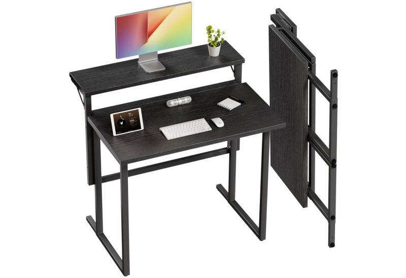 HOMALL Schreibtisch Klappbarer Schreibtisch mit Monitorhalterung Gaming-Schreibtisch (80 cm breiter mehrstufiger Notebook-Schreibtisch, bequem zusammenklappbar) von HOMALL