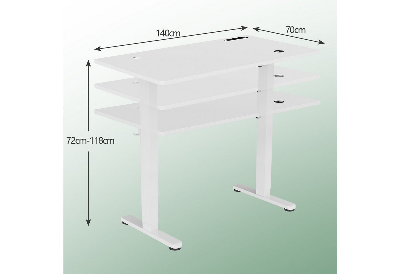 HOMALL Schreibtisch Memory-Funktion Höhenverstellbarer Schreibtisch mit 3 Steckdosen 1 USB von HOMALL