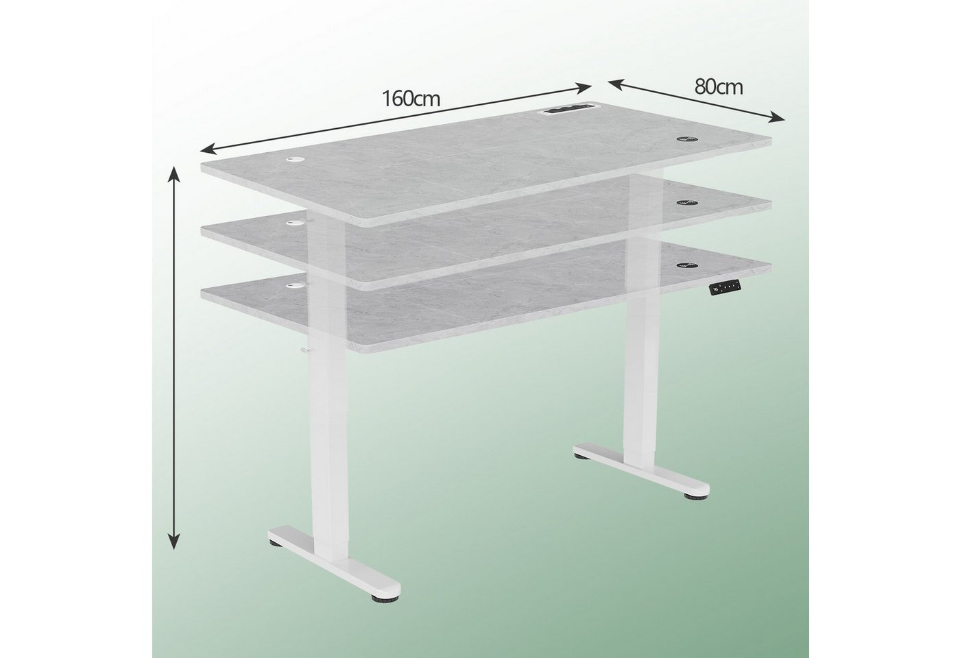 HOMALL Schreibtisch Memory-Funktion Höhenverstellbarer Schreibtisch mit 3 Steckdosen 1 USB von HOMALL