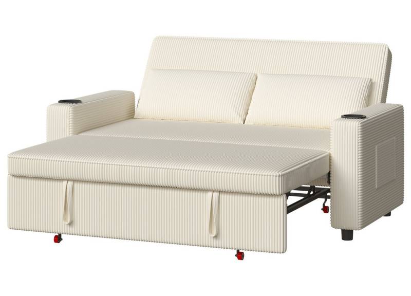 HOMALL Sofa Schlafsofa, kompaktes Klappsofa, verstellbare Rückenlehne, Ein ausziehbares Schlafsofa mit zwei Getränkehaltern. von HOMALL