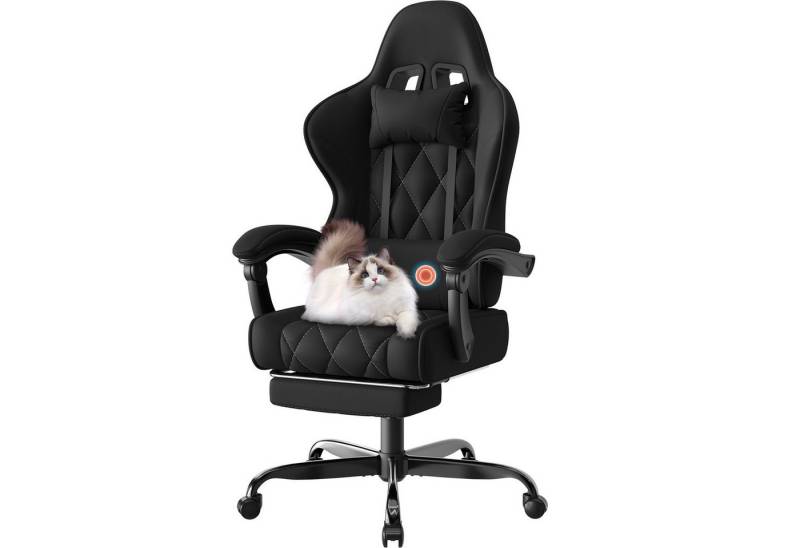 HOMALL Stuhl Ergonomischer Bürostuhl mit Massagefunktion, Fußstütze und Stoffbezug (Katzenkrallen-abweisender Stoff, mit abnehmbarem Kopfkissen und Federkern-Sitzkissen, maximale Belastbarkeit 150 kg) HOMALL Stuhl Ergonomischer Bürostuhl mit Massagefunktion, Fußstütze und Stoffbezug (Katzenkrallen-abweisender Stoff, mit abnehmbarem Kopfkissen und Federkern-Sitzkissen, maximale Belastbarkeit 150 kg) von HOMALL