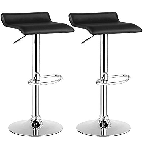 HOMASIS Barhocker 2er Set, 360° drehbarer Barstuhl mit Fußstütze, höhenverstellbar 66-86 cm, Küchenhocker bis zu 120 kg belastbar, Bistrohocker für Café Bar Küche (Schwarz) von HOMASIS
