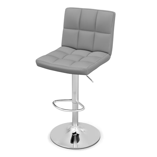 HOMASIS Barhocker aus Leder, 360 ° drehbar, höhenverstellbar, Küchenhocker mit Rückenlehne und Fußstütze für Zuhause, Theke, 2 Stück von HOMASIS